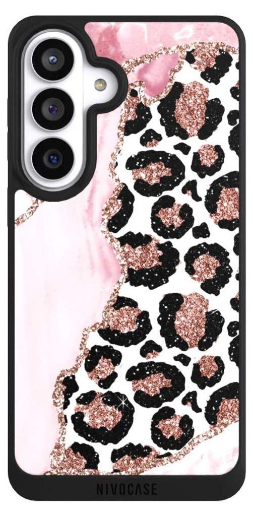 NIVOCASE Handyhülle für Samsung Galaxy S26+ Hülle NIVOpure Case Schwarz Glitzer Look Leopard Marmor