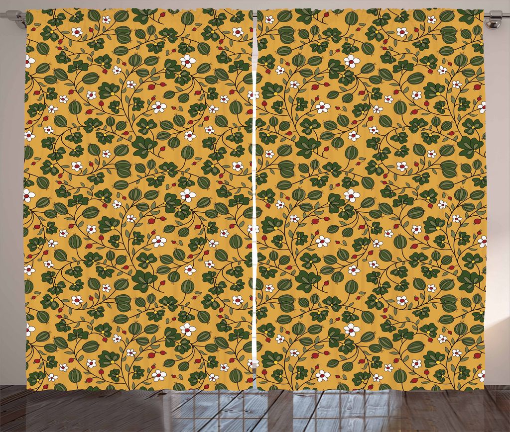 ABAKUHAUS Blumen Rustikaler Vorhang, Blühendes Gänseblümchen-Feld, Wohnzimmer Universalband Gardinen mit Schlaufen und Haken, 280 x 175 cm, Apri...