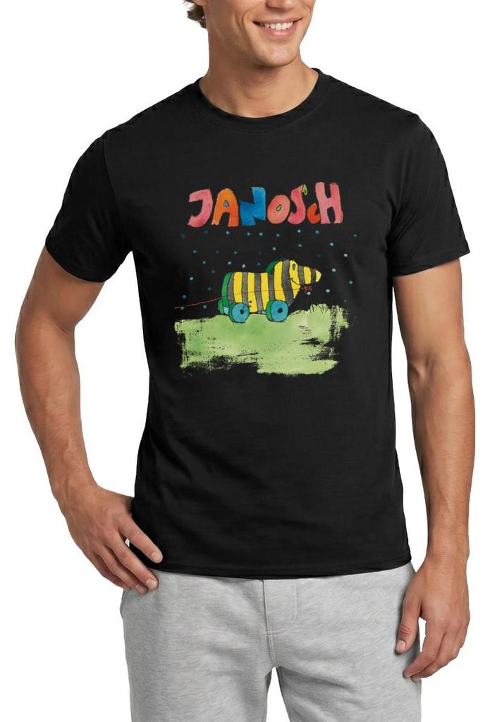 Spreadshirt Janosch Tigerente Schriftzug Männer T-Shirt, XL, Schwarz