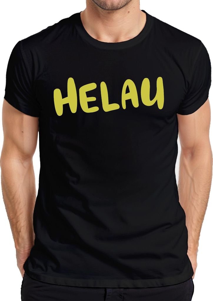 Helau Karneval Fasching Fastnacht Narren Karnevalsparty Gelb Herren T-Shirt, Schwarz, XL