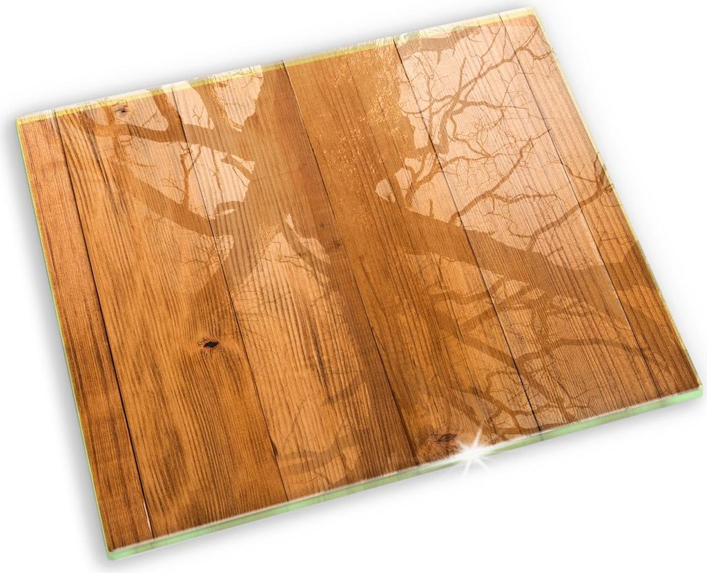 Glasplatte für Grabkerzen Gummifüße Glas Motiv - 60x52 cm - Holzbretter