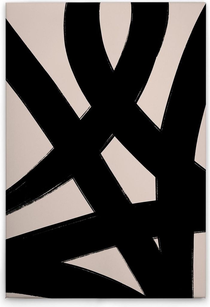 TADESSI Leinwandbild Minimalistisch Schwarz Beige - Wandbild 60 x 90 cm - Kunstdruck auf Leinwand in Creme Schwarz - M1-No.51511