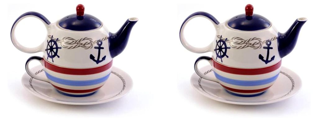 2 X NEU teemqando Tea for one Set "Silje" Keramik, 4-teilig Kanne: 0,4 l, Tasse: 0,2 l = 2 Tea for One