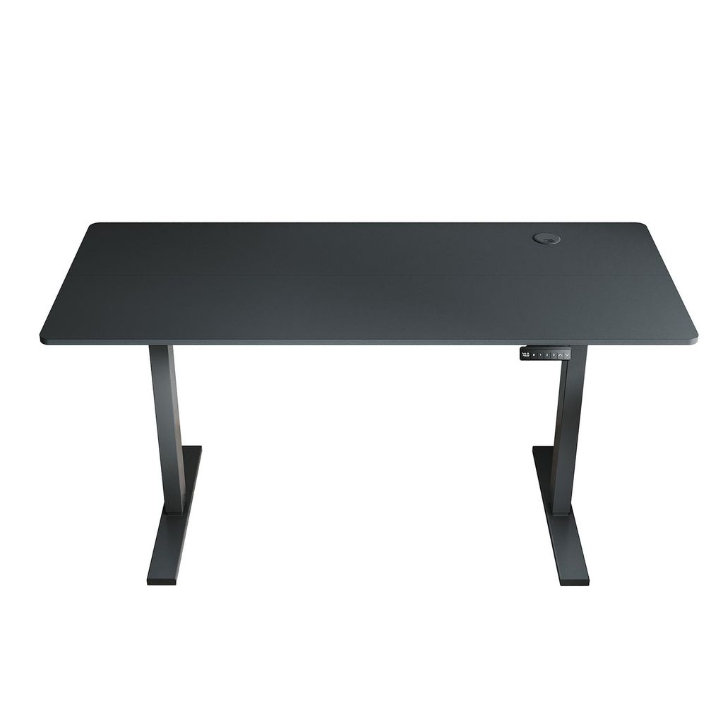 SONNI schwarzer elektrisch höhenverstellbarer Schreibtisch 140x60 cm, Tragkraft 80 kg, mit Kindersicherung und Memoryfunktion, 15 mm Tischplatte