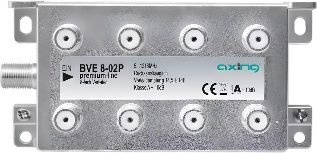 Axing BVE 8-02P Répartiteur TV octuple 5-1218 MHz blindage classe A+