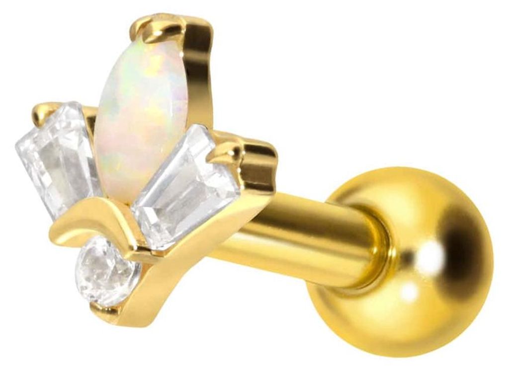 Ohrpiercing Titan Ohrpiercing mit Innengewinde LOTUSBLÜTE Gold Stablänge: 8mm