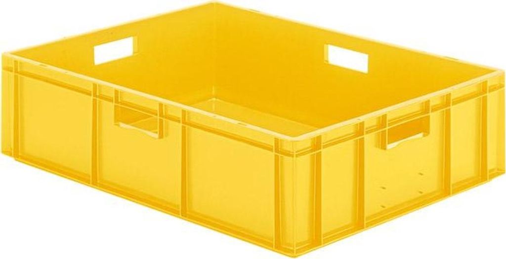 LA-KA-PE Transport-Stapelkasten B800xT600xH210 mm gelb, geschlossen mit Griffloch