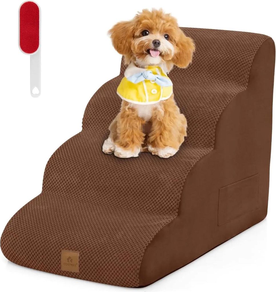 Hundetreppe - 4 Stufen - Rutschfest - Abnehmbarer Stoffbezug - Für Sofa & Bett - Für Hunde Und Katzen - Textilmaterial