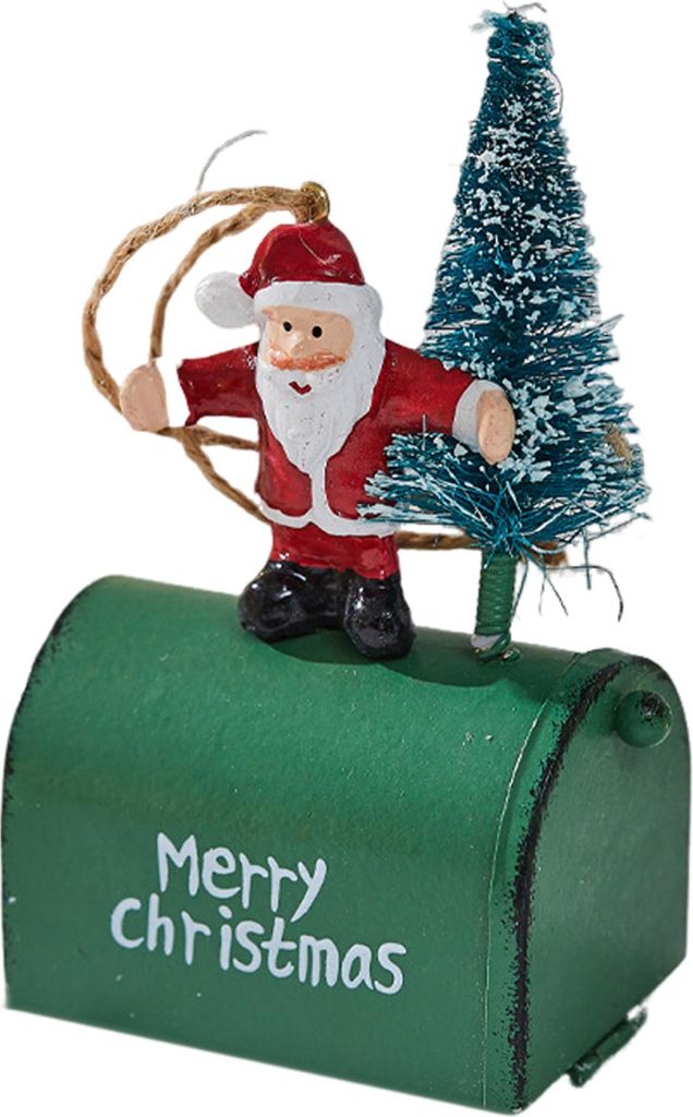 Weihnachtsbriefkasten-Ornament, Metallbriefkasten, hängende Dekoration mit 3D-Schneemann, Weihnachtsmann, Elch, Baumfigur, Eisenkunst, Briefkasten...