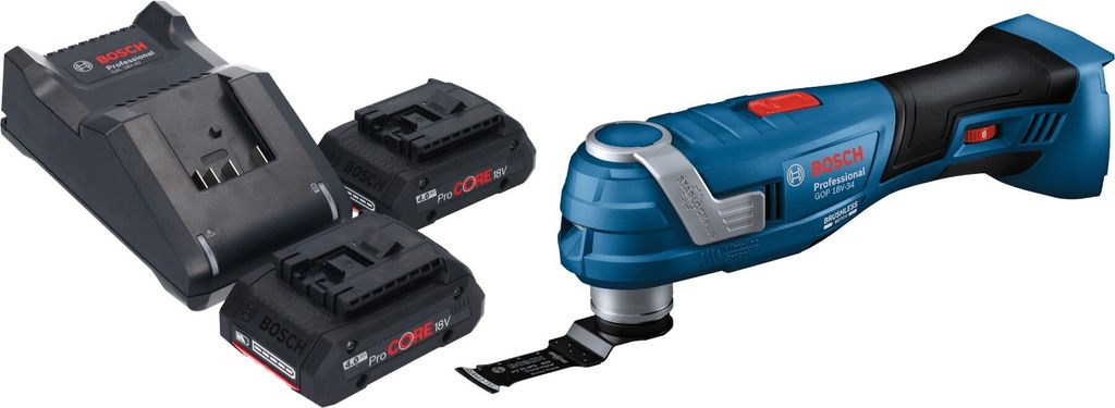 Bosch GOP 18V-34 Professional Akku Multi Cutter 18 V Starlock Plus + 2x ProCORE Akku 4,0 Ah + Ladegerät