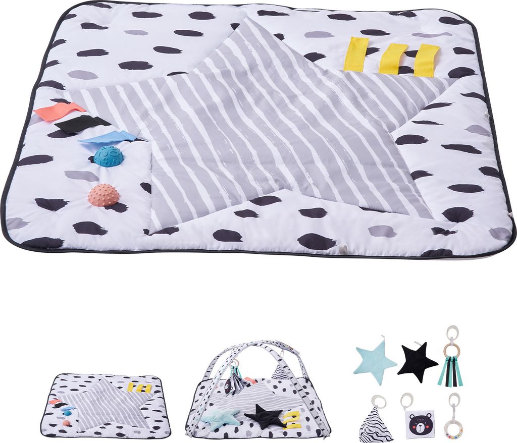 SucceBuy Baby spielen Gym Matte-Bauch zeit mit 6 sensorischen Spielzeugen, 34,4 "x 34,4"