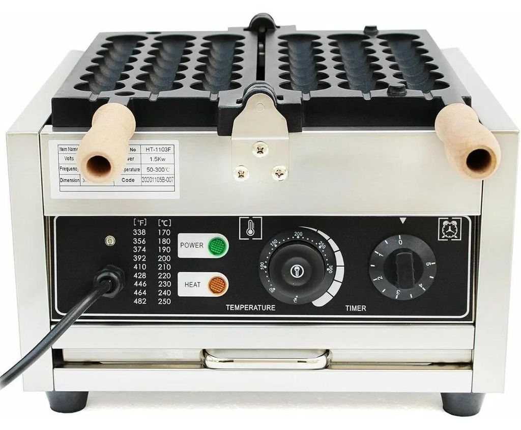 Bubble-Waffeleisen / Egg-Waffle-Maker - Mini Profi-Gerät - 1500 W - 50–300 °C regelbar - 180° drehbare Backplatte - 201 Edelstahl + Aluminium ...