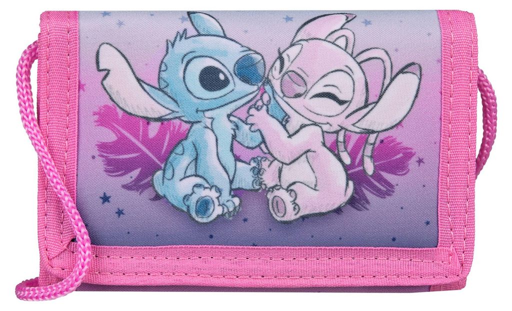 Geldbeutel Disney Stitch, Kinder Brustbeutel Mädchen, Portemonnaie zum Umhängen, Geschenk Einschulung Kindergeburtstag, Rosa