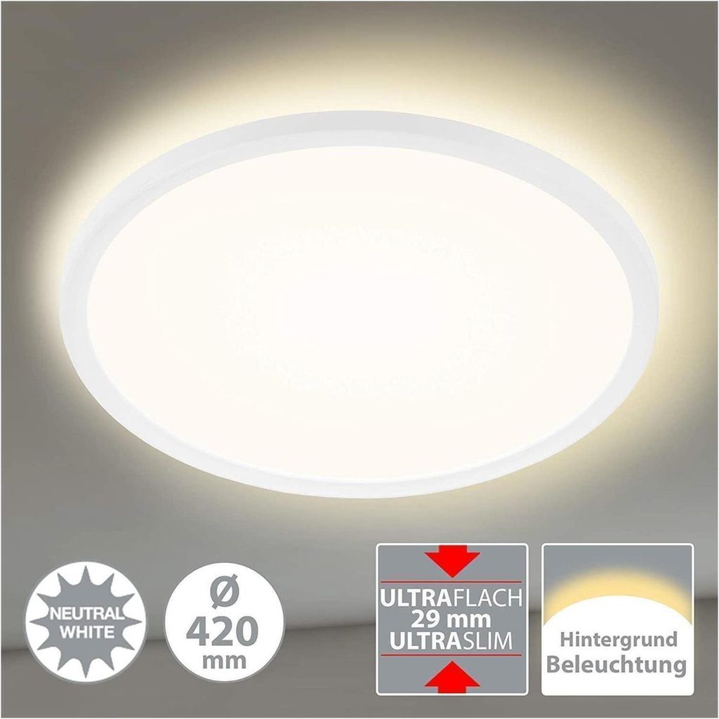 Briloner Slim LED panel 22W Back Light Effect Round White Obrázek produktu 