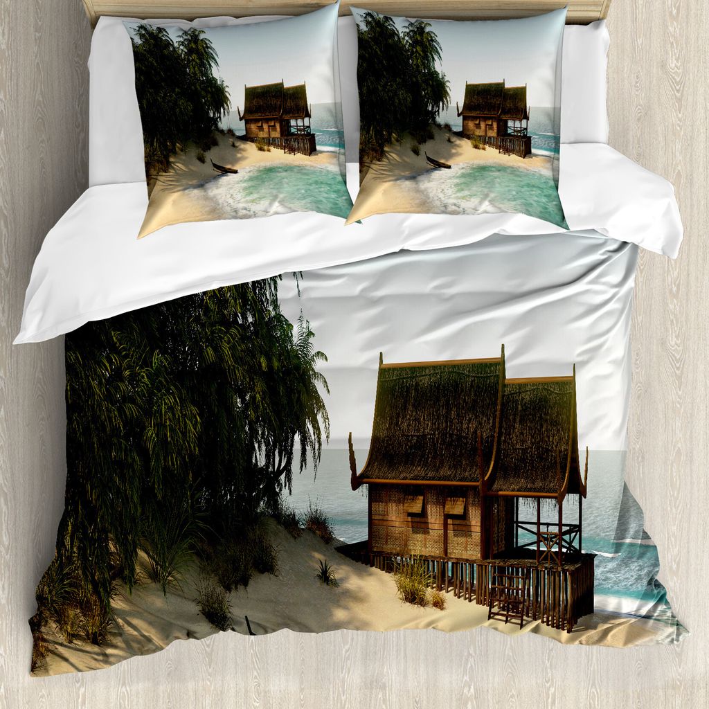 ABAKUHAUS Reise Bettbezug Set für Einzelbetten, Island House an der Küste, Milbensicher Allergiker geeignet mit Kissenbezug, 155 cm x 220 cm - 80...