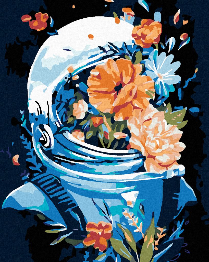 Zuty - Diamantové maľovanie - ASTRONAUT PLNÝ KVETOV, 40x50 Obrázok produktu 
