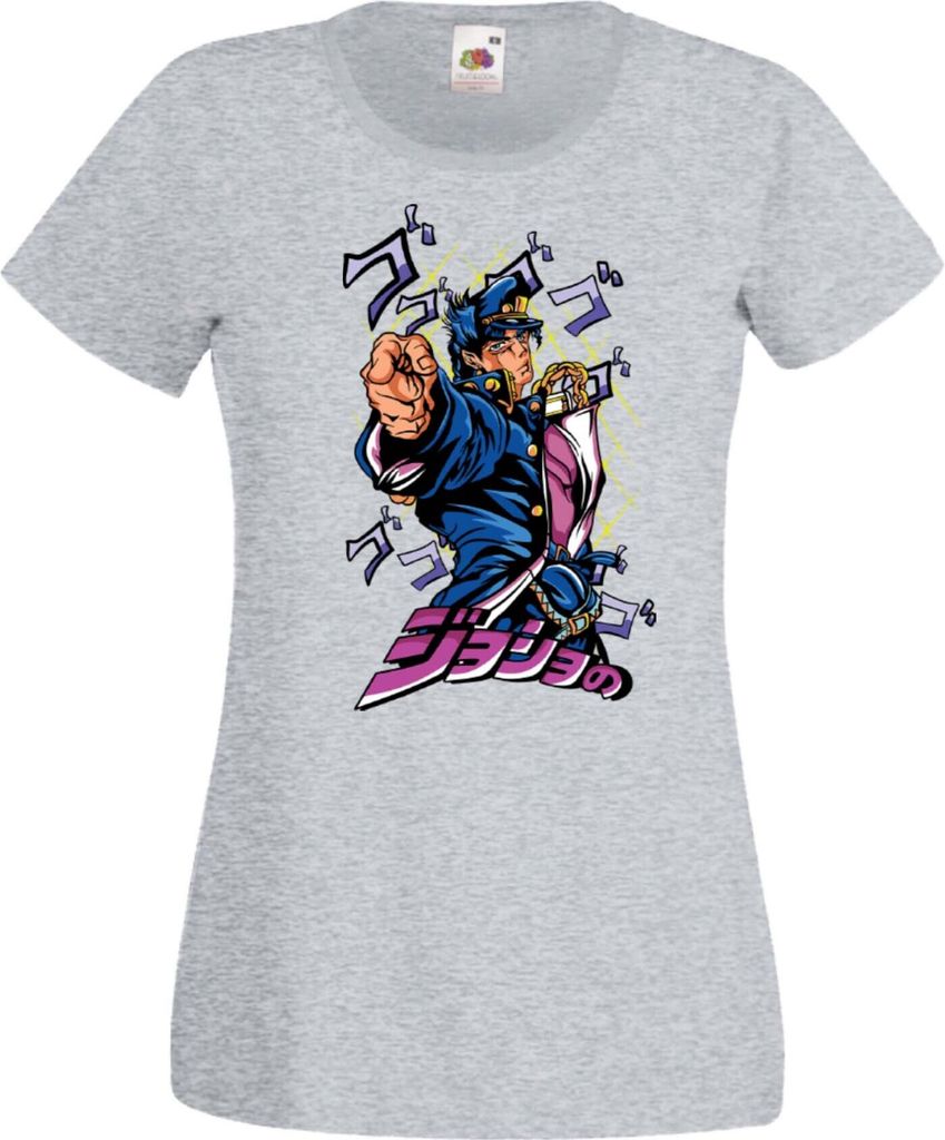 Damen T-Shirt Jojo'S Anime manga Bizarre Adventure Jotaro Kujo Var-004 Jotaro Kujo, Lady M / Grau
