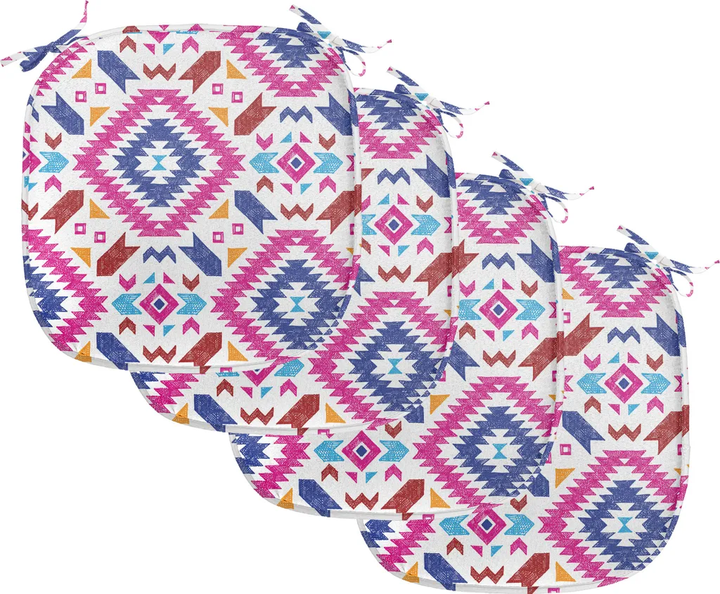 Galettes de Chaise Imperméables à Motifs Tribaux 40x40cm - Lot de 4