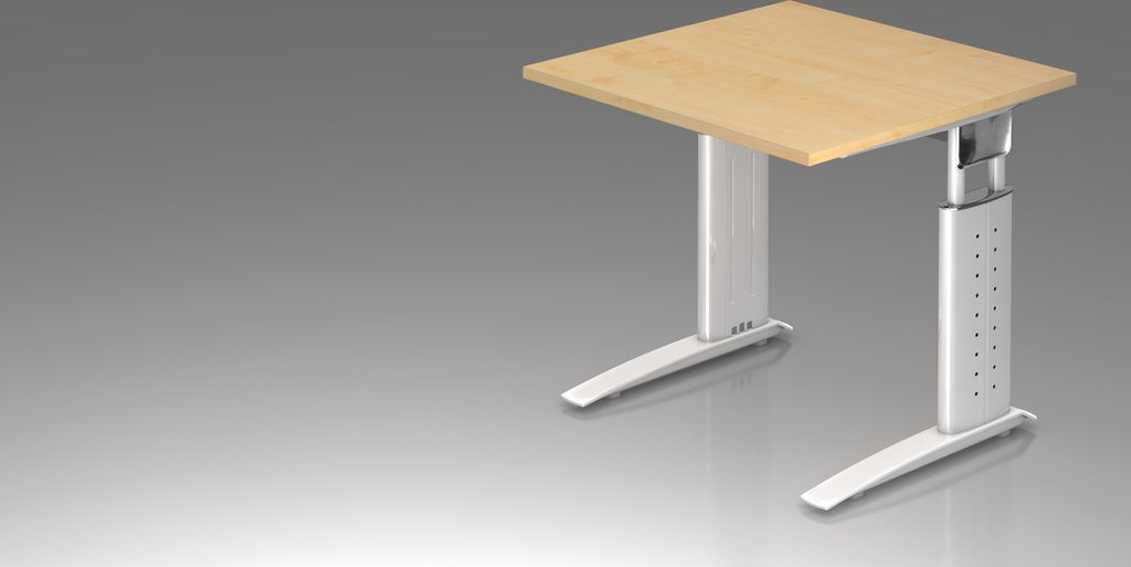 Schreibtisch C-Fuß 80x80cm Ahorn/Weiß