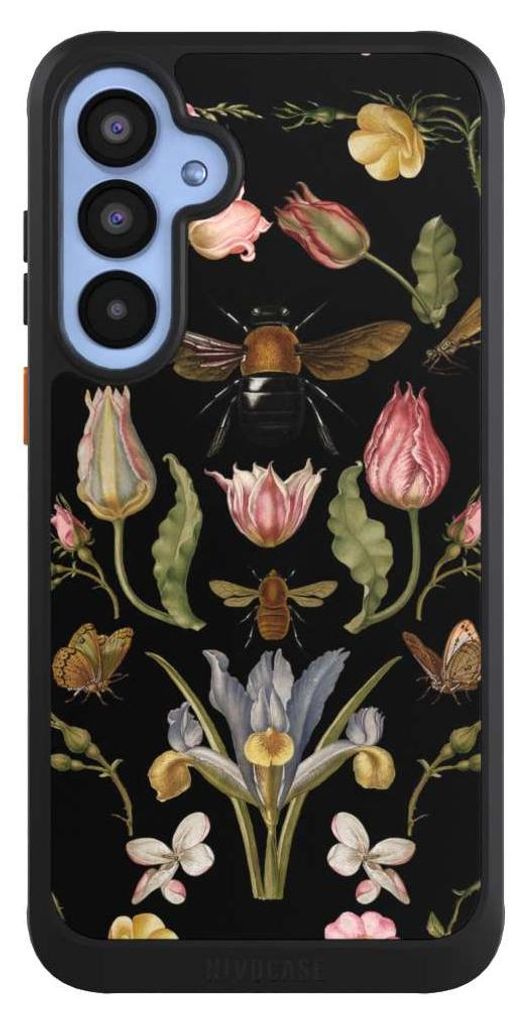 NIVOCASE Hülle für Samsung Galaxy A55 5G Handyhülle NIVOcore Case Schwarz Biene Blumenkranz Blüte