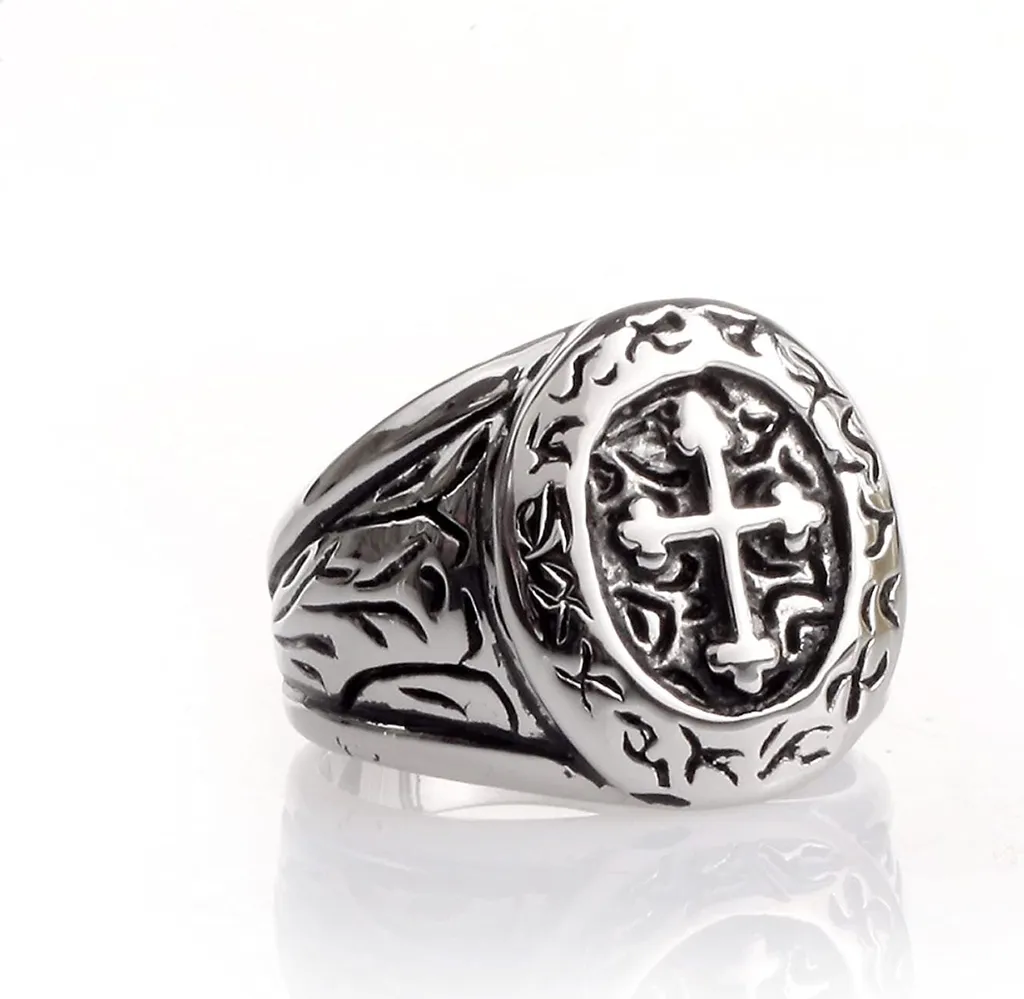 Anello Karisma Uomo Acciaio Croce Nera HSR7674 - Simbolo di Forza