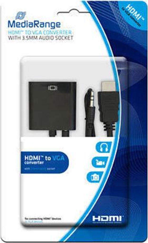MediaRange HDMI auf VGA Konverter 3.5mm Audio-Anschluss schw