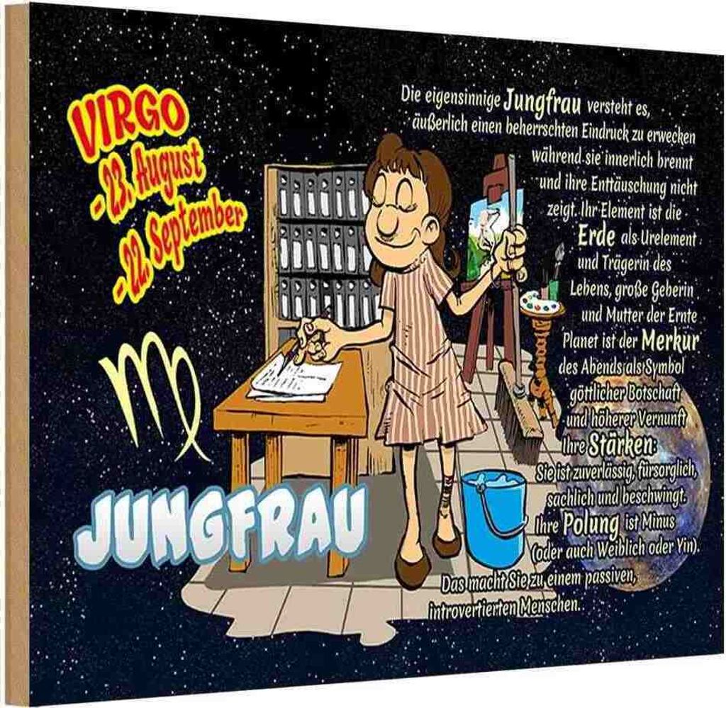 vianmo Holzschild 20x30 cm Sternzeichen Jungfrau Planet Merkur Dekoration