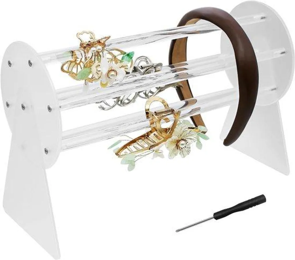 Organiseur Barrettes Pivotant 360° en Acrylique Transparent 25cm