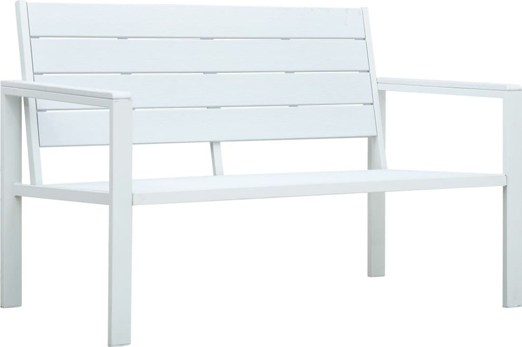 vidaXL Zahradní lavička 120 cm HDPE bílá dřevěná optika Obrázek produktu 
