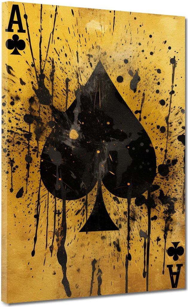 Spielkarte Yellow modern Leinwandbild Wandbild abstrakt Kunstdruck XL Wanddeko: 75x100x4cm