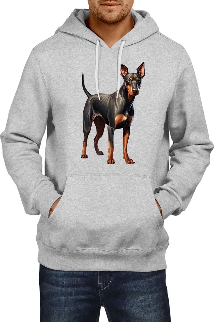 Herren Kapuzenpullover Dogs Breeds Doberman Pinscher Dog Breed 006, Man 2XL / Grau