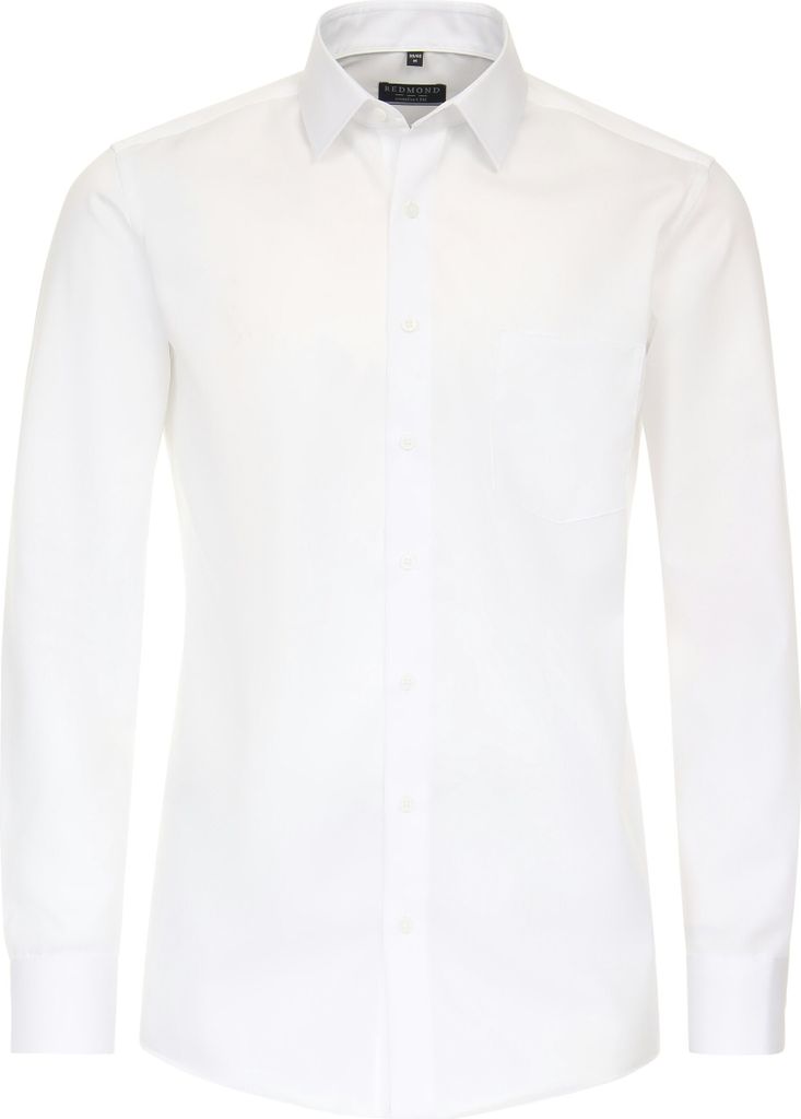 REDMOND Herren Businesshemd Langarm Kent Comfort-Fit Twill Weiß 4XL