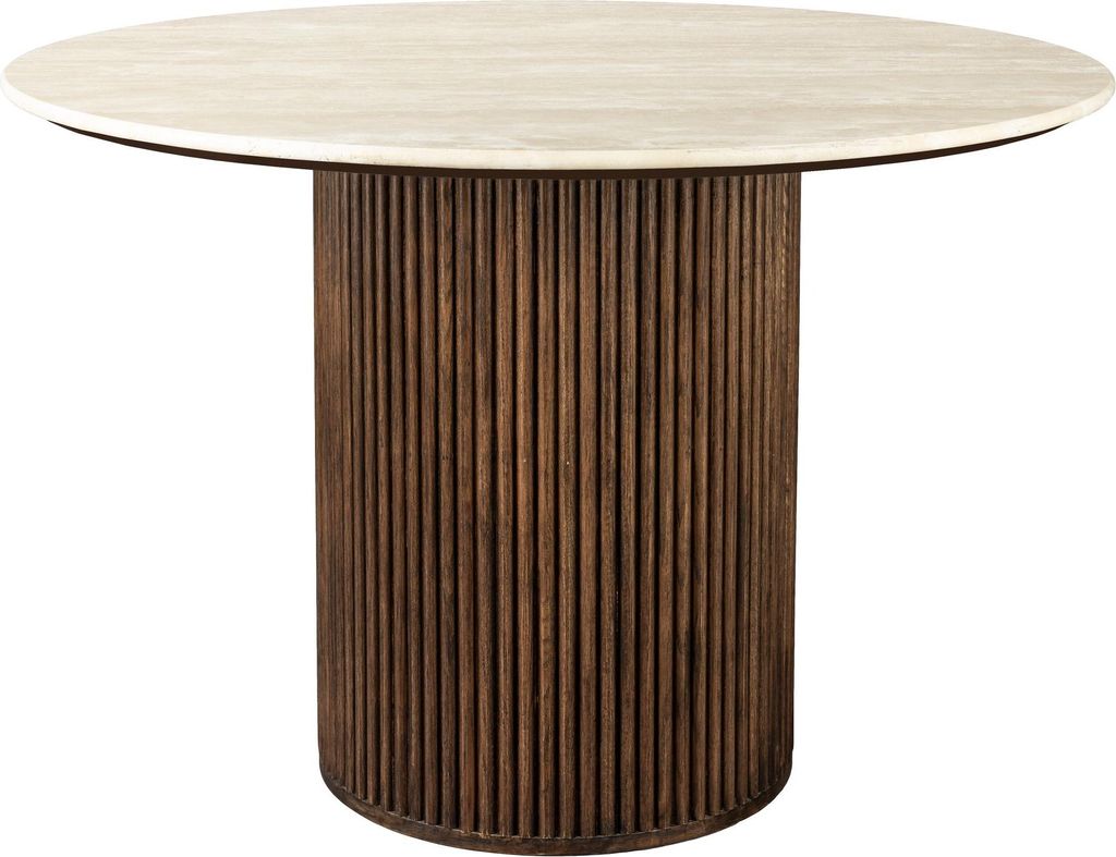 Dutchbone Arda Esstisch Rund 115 cm Travertin / Holz