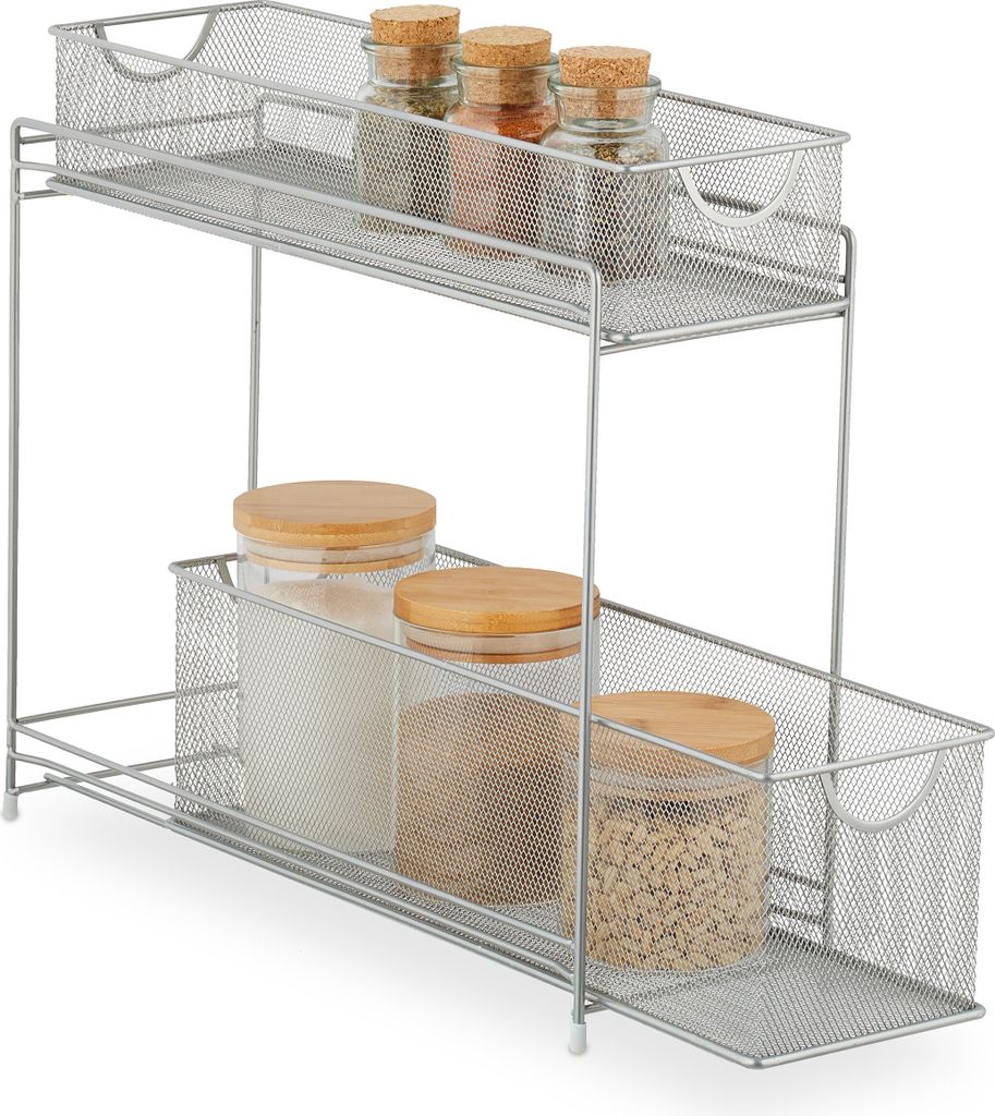 Relaxdays Küchenschrank Organizer ausziehbares Unterschrank Regal 2 Schubladen