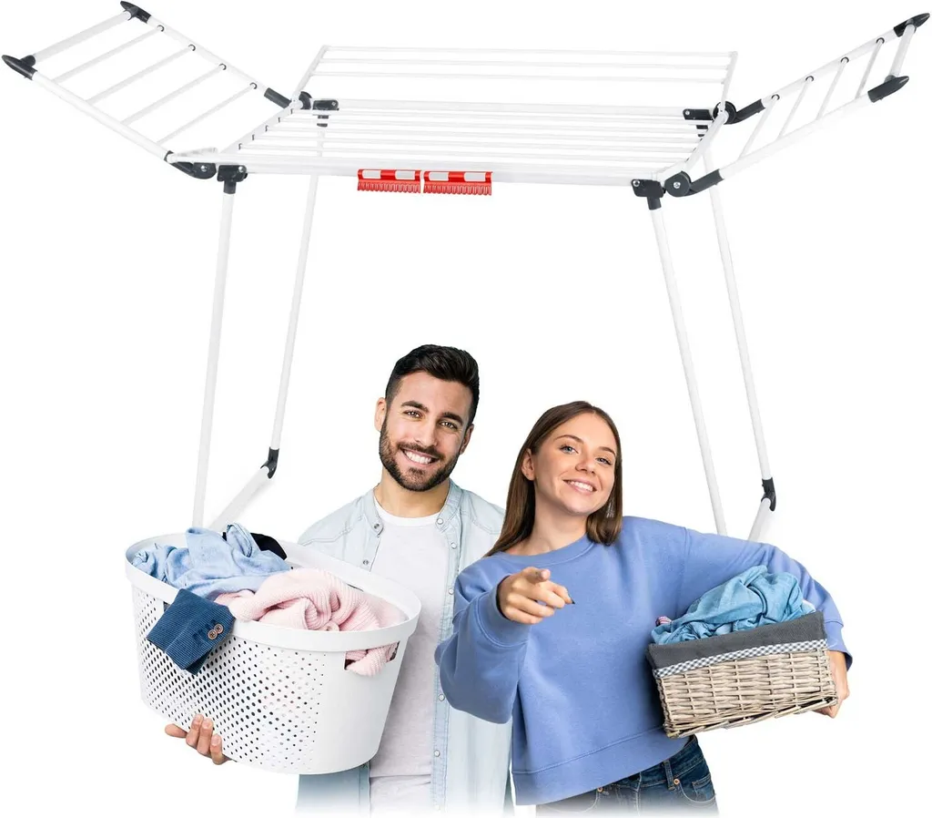Étendoir à linge tour Lina blanc 22mb - Sèche-linge vertical modulable - 8