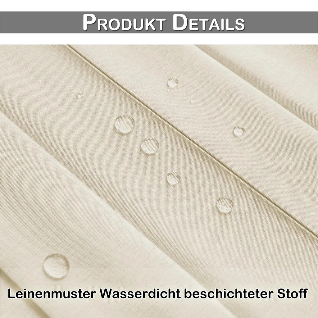 Rideau de séparation en lin imperméable beige - Largeur 254 x 214 cm