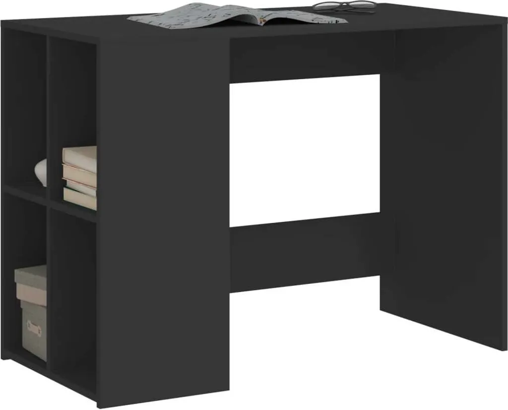 Scrivania Studio Nera 102x50x75 cm: Design Moderno in Legno Composito
