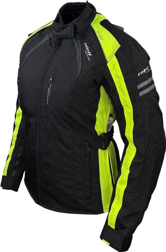 Roleff RO981 Damen Motorradjacke – Schwarz-Neongelb, wasserdicht, atmungsaktiv & mit Protektoren Roleff Größe: S,