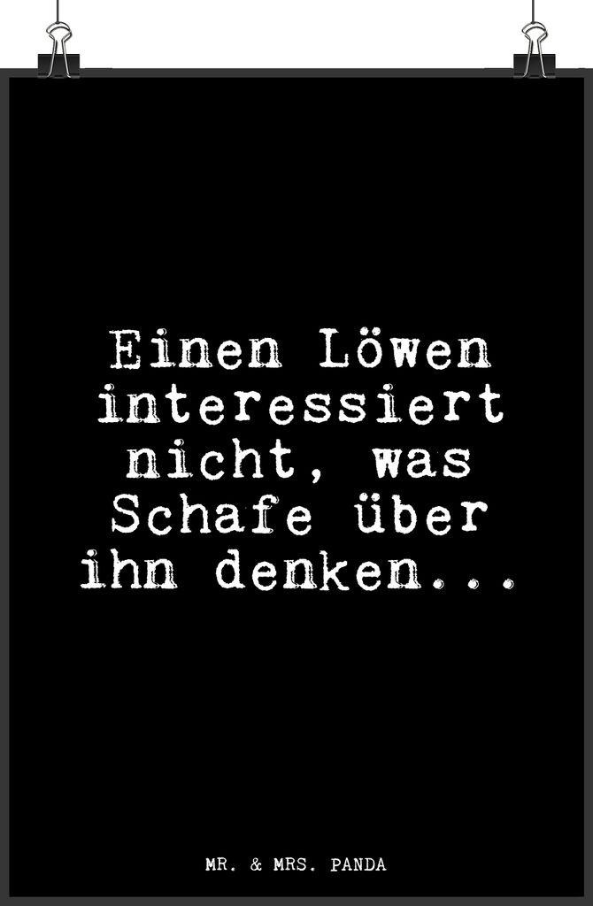 Mr. & Mrs. Panda Bild Einen Löwen interessiert nicht,... DIN A4 - Schwarz - Geschenk, wanddeko, Plakat, kunstdruck poster, Abenteuer, Sprüche, Fr...