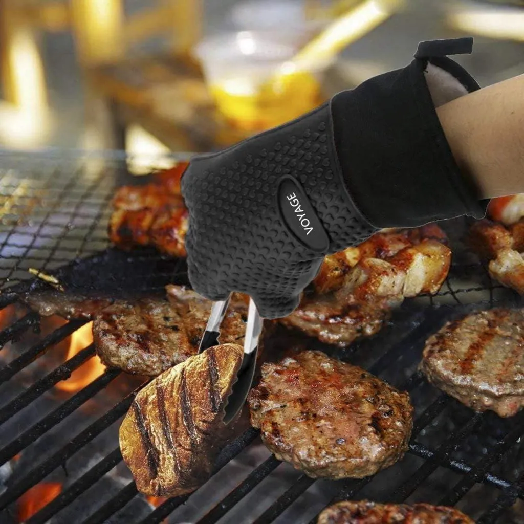 Guanti da Forno in Silicone Resistente 500°C: Set 2 Pezzi Professionali BBQ - 6