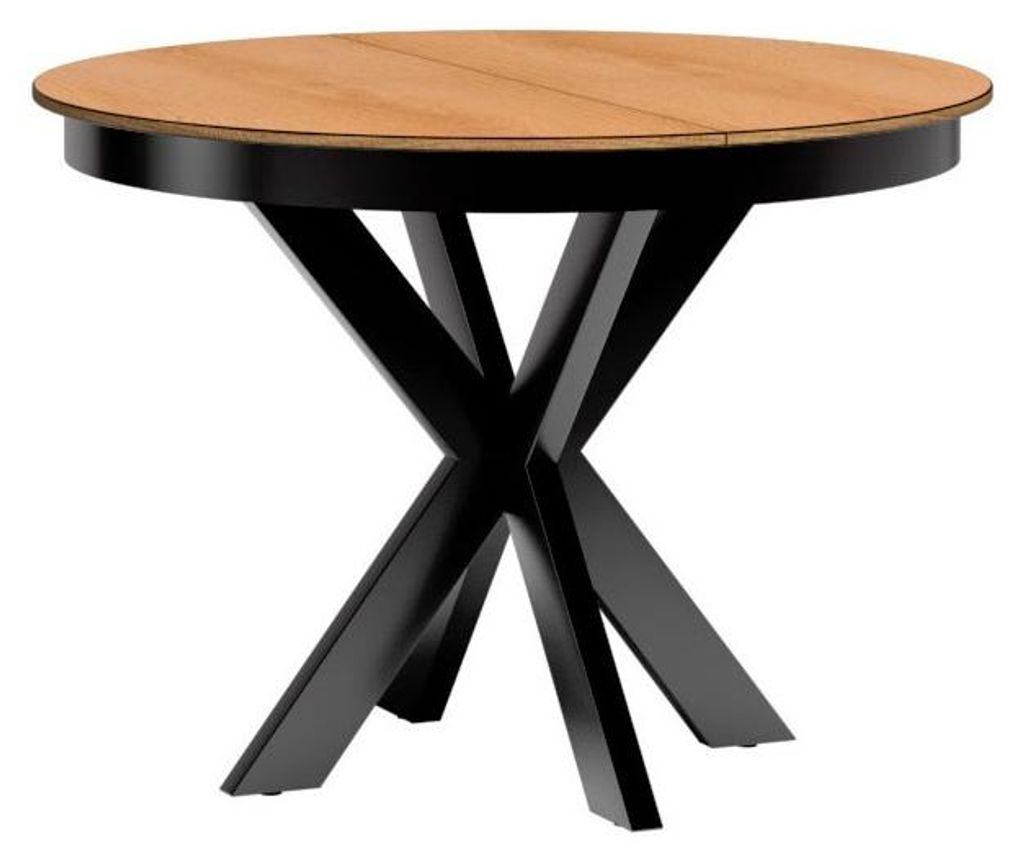 Masseno Ausziehbar Esstisch CARINI 110 - 150 cm x 110 cm Rund Tisch für Wohnzimmer, Küche, Eichefarben
