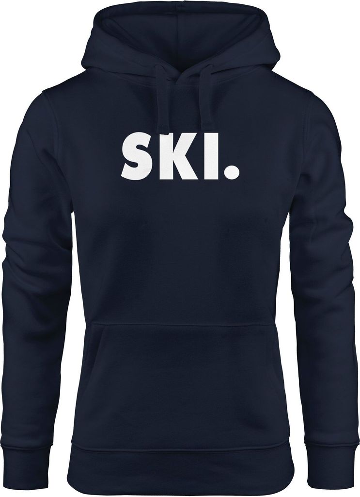Kapuzen-Pullover Damen Ski Wintersport Wintersportler Ski-Fahrer Ski-Hoodie Moonworks navy XS