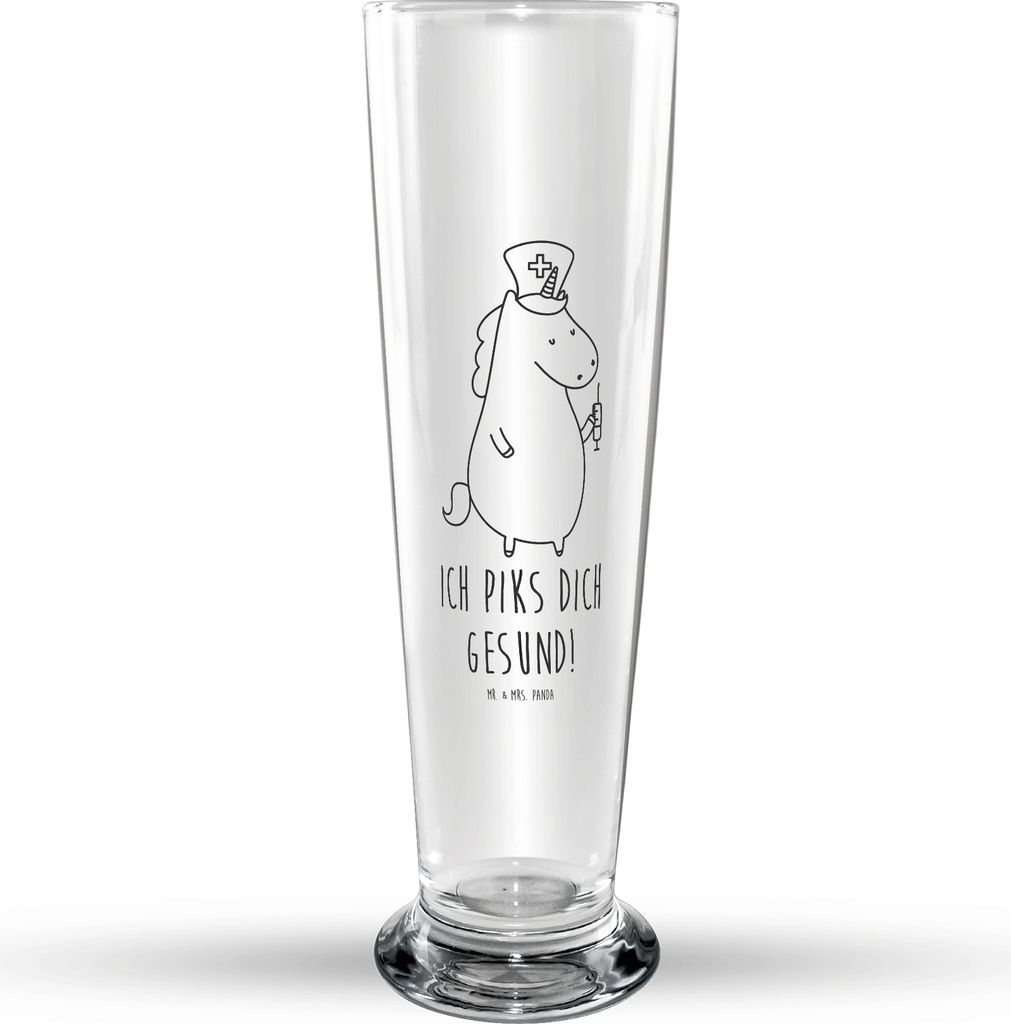 Mr. & Mrs. Panda Trinkglas Einhorn Krankenschwester - Transparent - Geschenk, Ärztin, Unicorn, Bier Glas, Krankenhaus, Krankenpfleger, Glasbiergla...