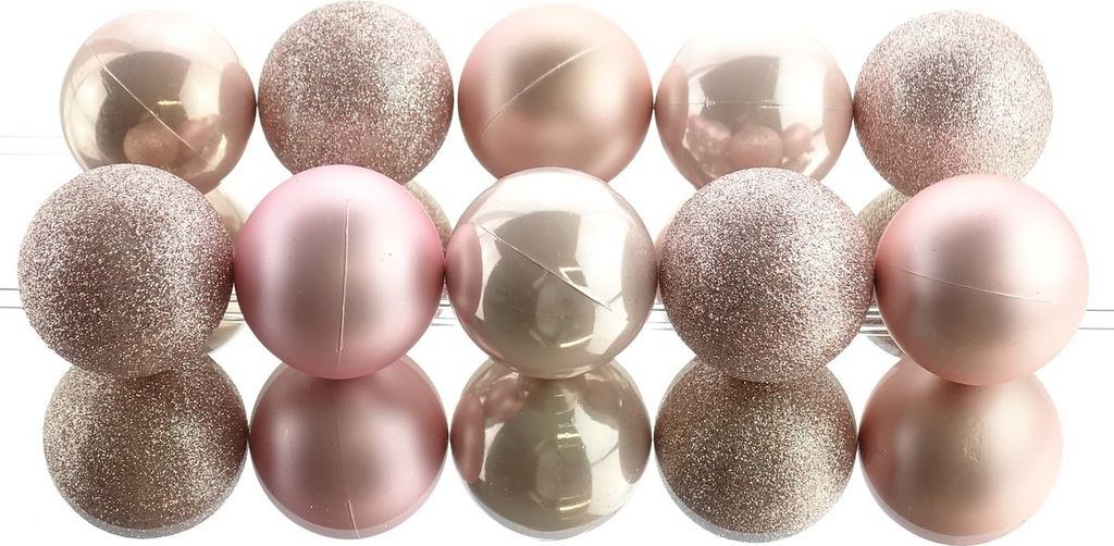 Bruchfeste Weihnachtskugeln Blush Pink rosa Ø 6 cm aus Kunststoff - 10er Set