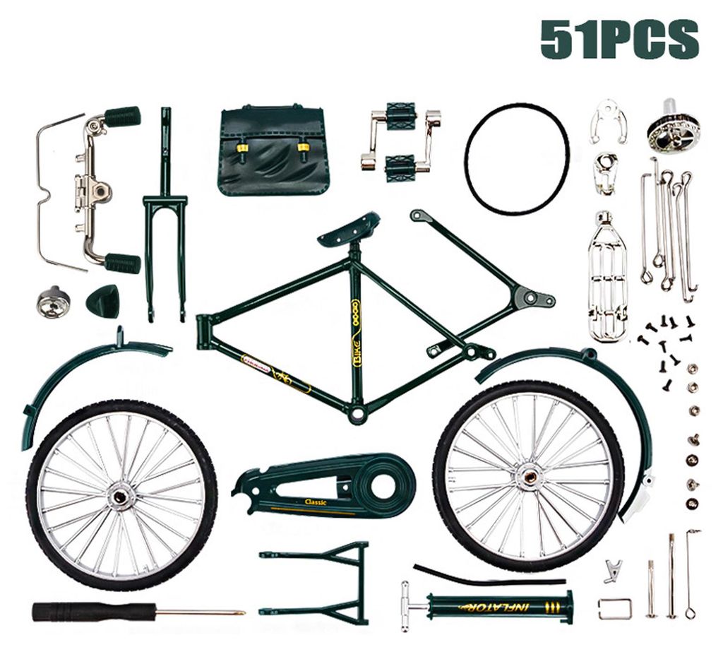 Nachbildung eines 28-teiligen Fahrradmodells aus Aluminiumlegierung im Maßstab 1:8, zum Zusammenbauen, klassisches Retro-Drehfahrrad, Kinderspielz...