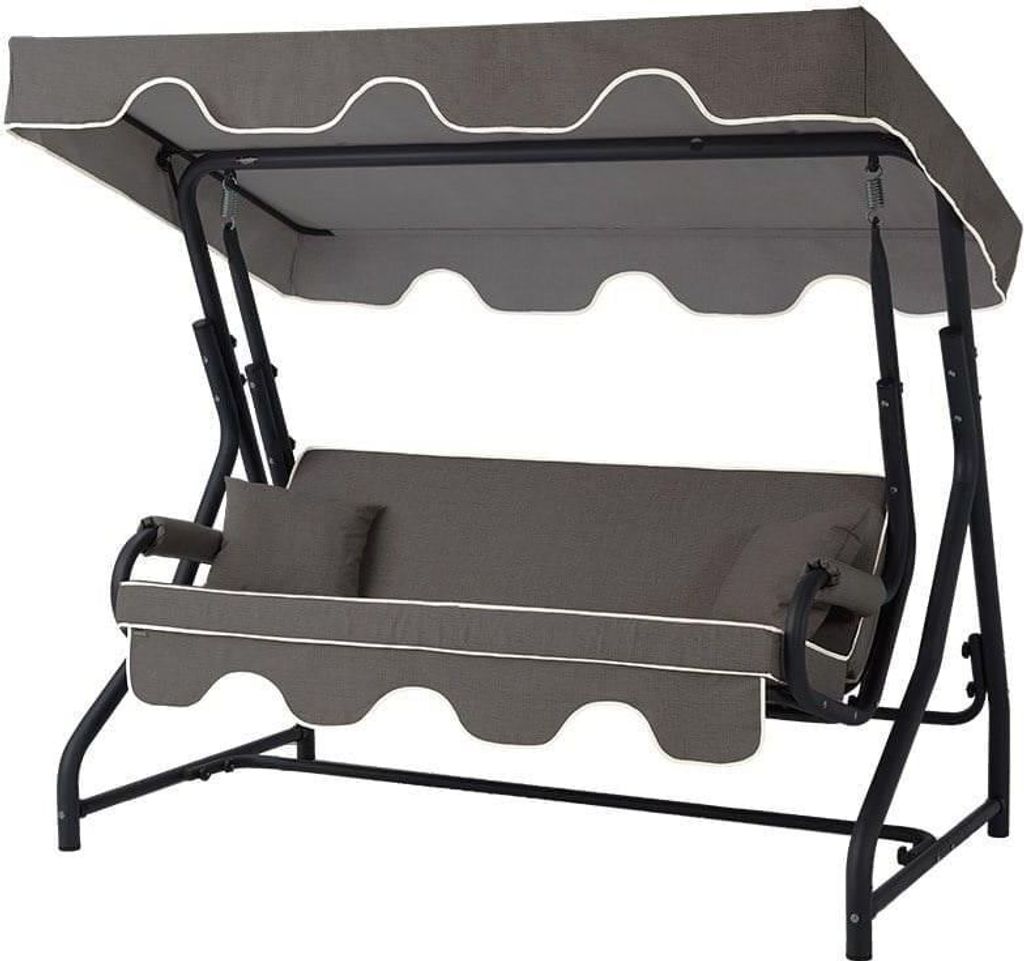 Skye Decor, Ruta - Anthracite, Dreifach-Schaukelstuhl für den Garten, Anthrazit, 100 % POLYESTER, 200 x 110 x 170 cm