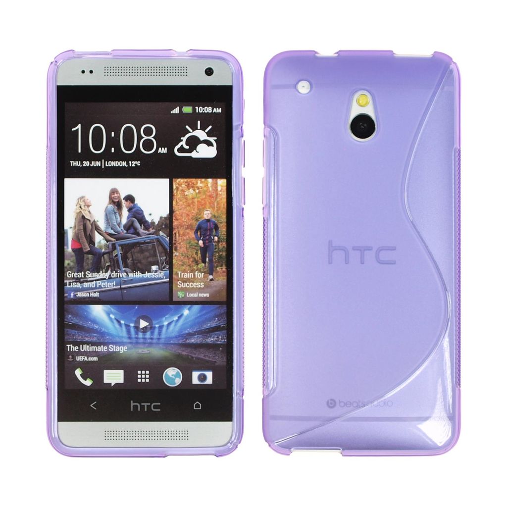 PhoneNatic Case kompatibel mit HTC One Mini - lila Silikon Hülle S-Style + 2 Schutzfolien