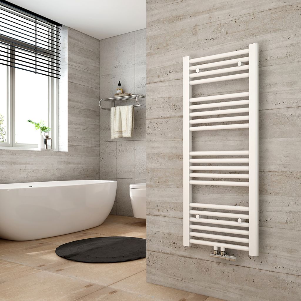 Heilmetz Badheizkörper 100 x 40 cm Weiß Handtuchtrockner Mittelanschluss Heizung Handtuchwärmer Heizkörper Bad Radiator für Zimmer 3m2 Ohne h...