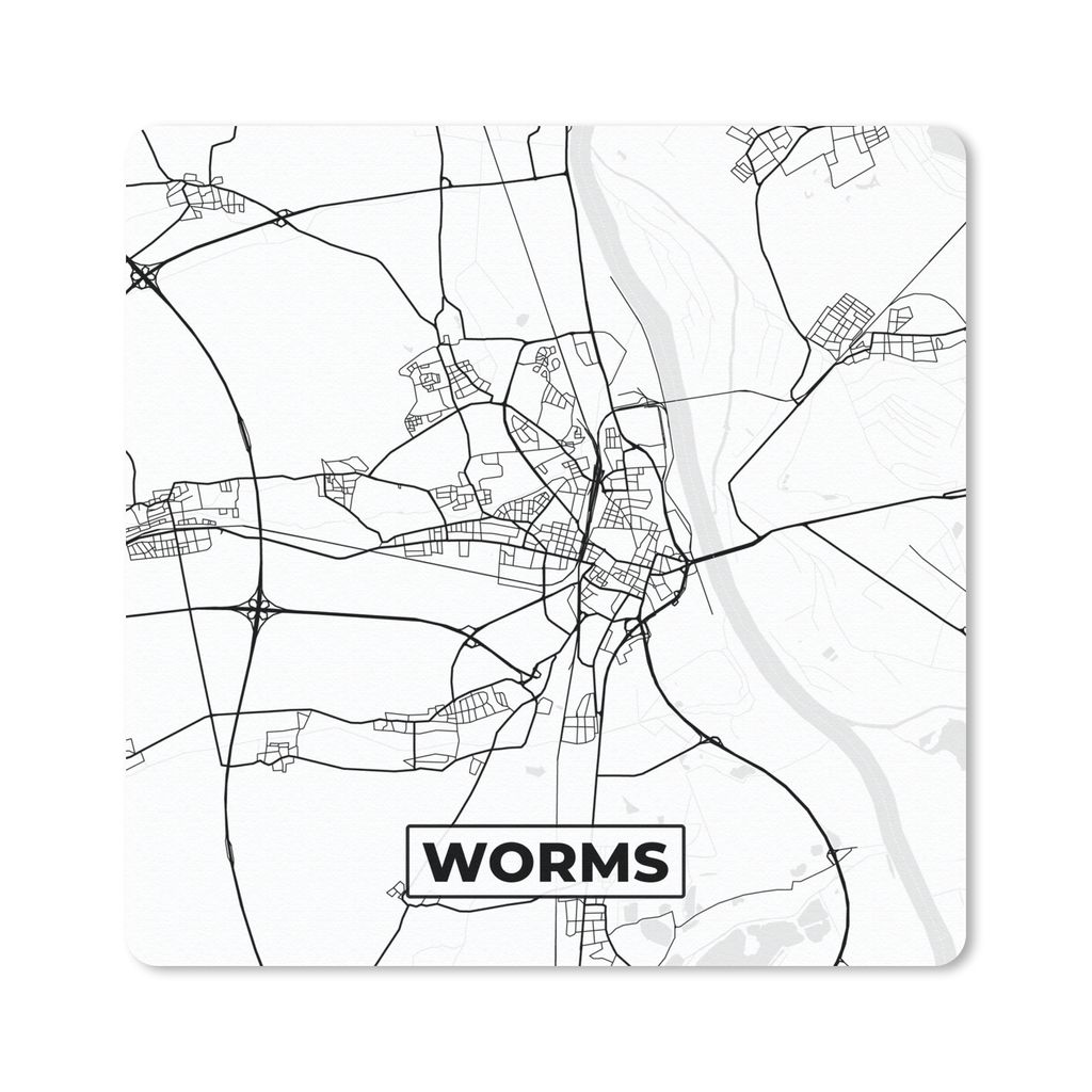 MuchoWow Mauspad Mousepad Karte - Worms - Stadtplan 30x30 cm - Mousepads - Maus Mat - Pad - Mausunterlage - Gaming