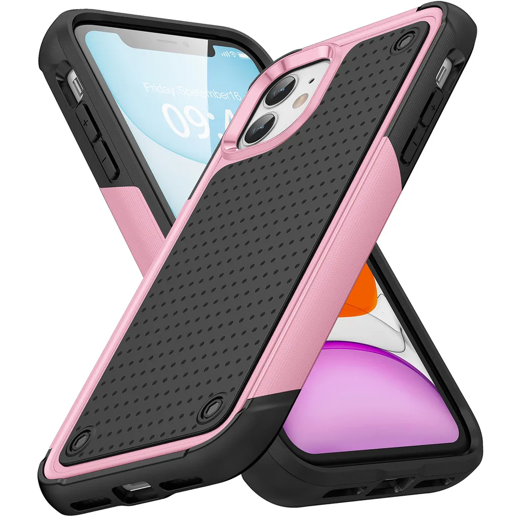 Custodia Protettiva iPhone 12 Rosa Nero | Design Militare & Chic 2in1